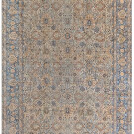 Kirman Persian Antique Allover Floral Warm Tan Hand-Knotted Wool Rug – Circa 1900 BB8903