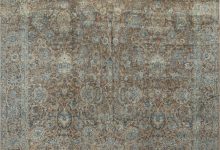 Fine Antique Persian Kirman Brown, Blue Handmade Wool Carpet BB7242