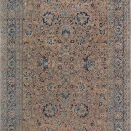 Kirman Persian Antique Floral Allover Warm Tan Hand-Knotted Wool Rug – Circa 1880 BB8860