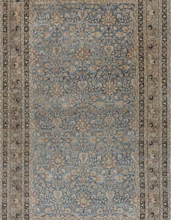 Spanish Vintage Floral Soft Beige Hand-Knotted Wool Rug BB6963