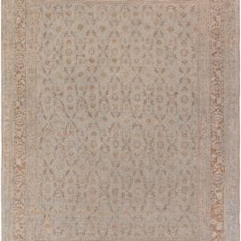 Antique Meshad Persian Allover Floral Light Beige Hand-Knotted Wool Rug – Circa 1900 BB8867