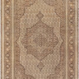 Tabriz Persian Antique Medallion Warm Tan Hand-Knotted Wool Rug – Circa 1900 BB8863