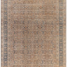 Antique Tabriz Persian Allover Geometric Warm Tan Hand-Knotted Wool Carpet – Circa 1900 BB8859