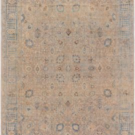 Antique Tabriz Persian Allover Floral Sand Hand-Knotted Wool Rug – Circa 1880 BB8861