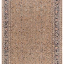 Tabriz Persian Antique Allover Floral Warm Tan Hand-Knotted Wool Rug – Circa 1900 BB7724