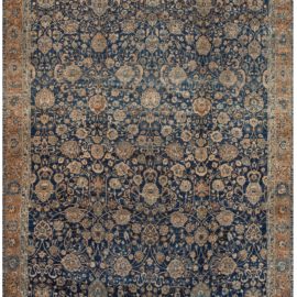 Antique Tabriz Persian Floral Allover Oversized Warm Tan Hand-Knotted Wool Rug – Circa 1900 BB7716
