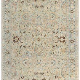 Antique Khorassan Persian Floral Allover Soft Beige Hand-Knotted Wool Rug – Circa 1920 BB6826