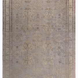 Oushak Turkish Antique Allover Geometric Classic Taupe Hand-Knotted Wool Rug – Circa 1920 BB7183