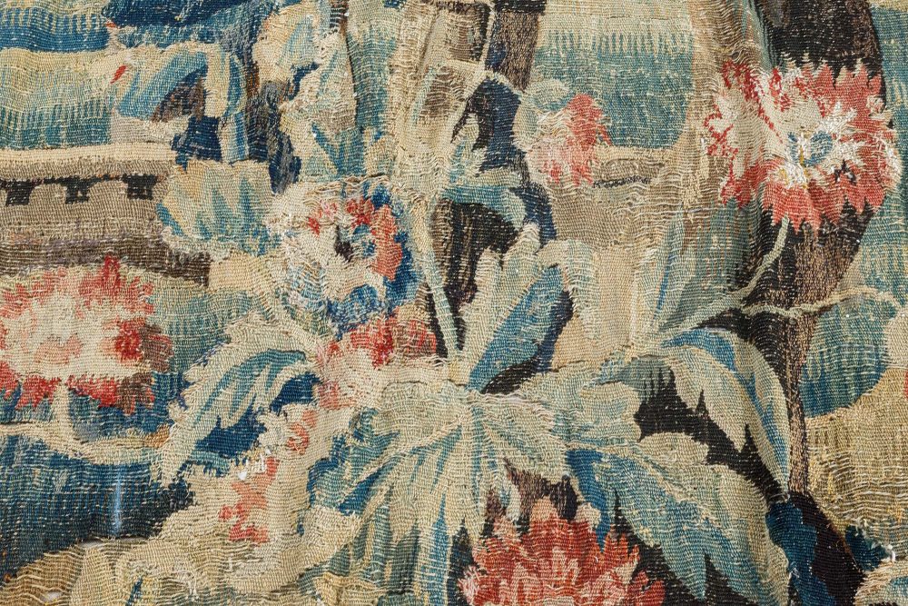 Authentic 18th Century Verdure Tapestry “Fragment” Rug BB6642