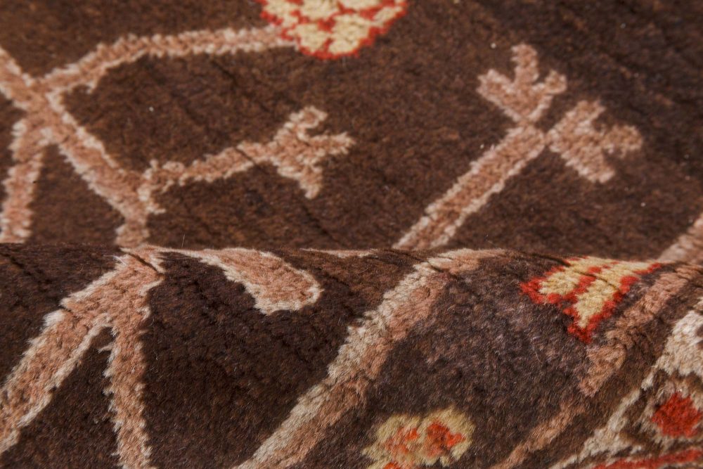 Vintage Samarkand Brown Handmade Wool Rug BB6643