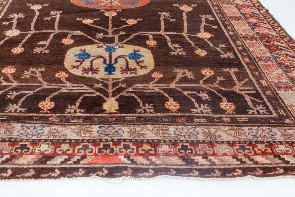 Vintage Samarkand Brown Handmade Wool Rug BB6643