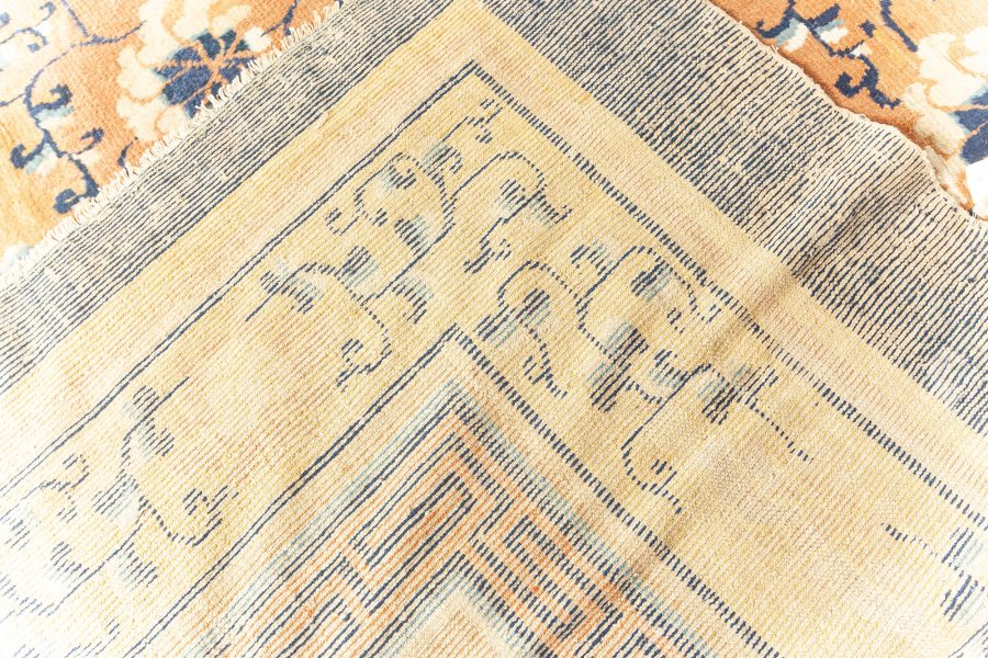 Authentic 19th Century Chinese Yellow Handmade Wool Rug BB6665