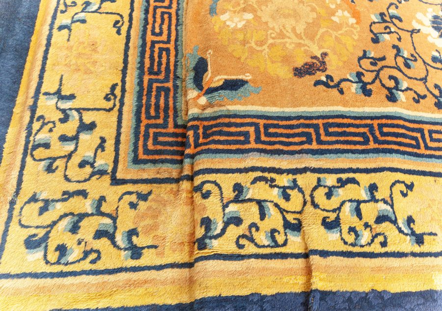 Authentic 19th Century Chinese Yellow Handmade Wool Rug BB6665