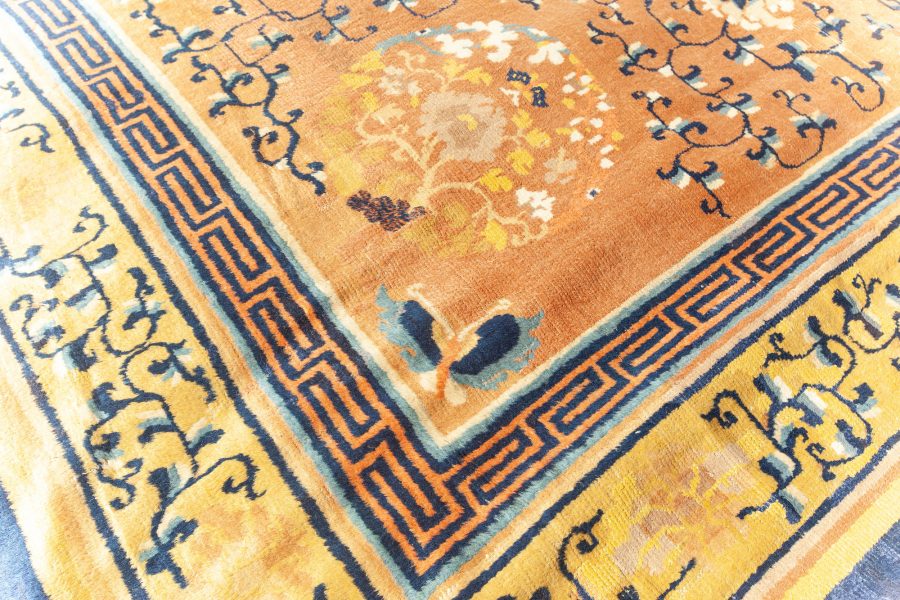 Authentic 19th Century Chinese Yellow Handmade Wool Rug BB6665