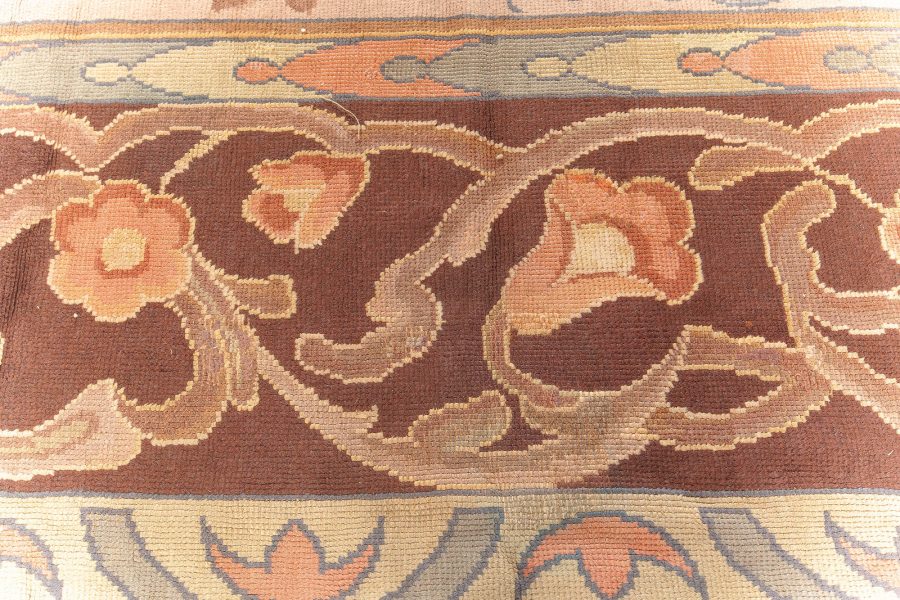 Early 20th Century Oversized Art Deco Rug in Beige, Red and Brown BB6674