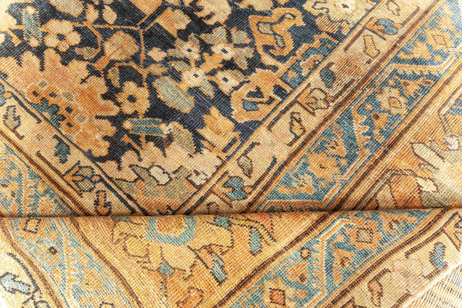 19th Century Persian Sultanabad Blue, Brown Handmade Wool Rug BB6752