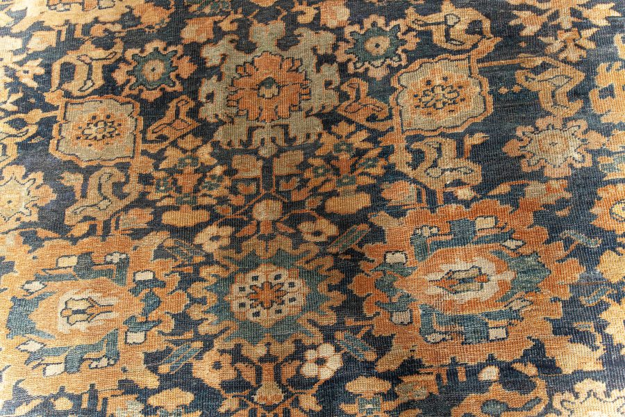19th Century Persian Sultanabad Blue, Brown Handmade Wool Rug BB6752