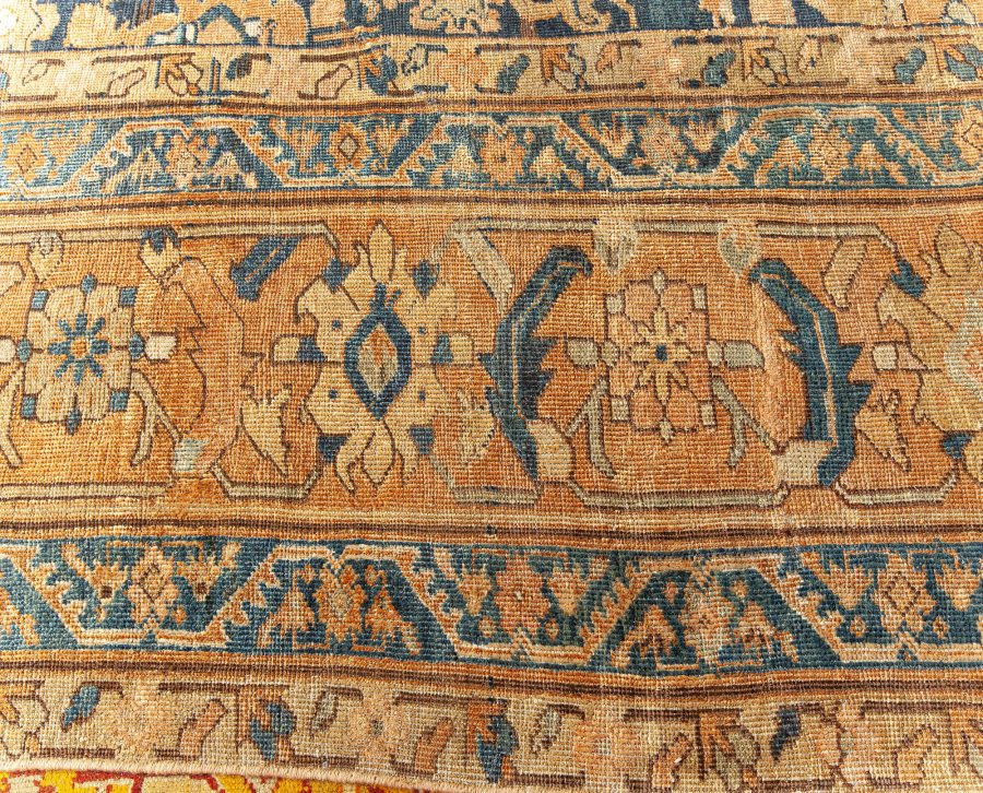 19th Century Persian Sultanabad Blue, Brown Handmade Wool Rug BB6752