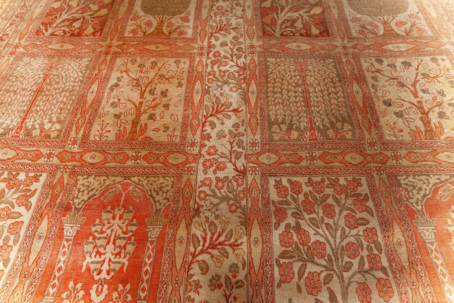 Antique Persian Tabriz Copper, Terracotta and Ivory Hand Knotted Wool Rug BB6794