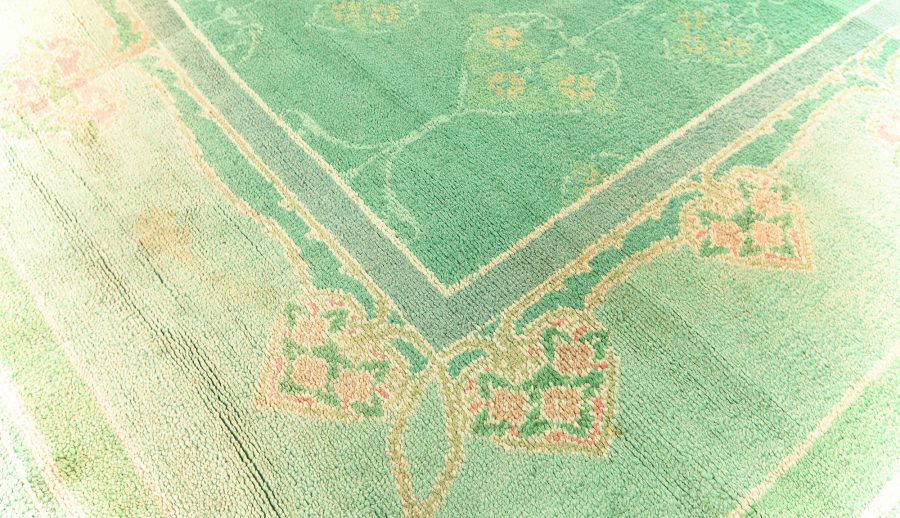 Early 20th Century Irish Donegal Green Handwoven Wool Rug BB6798