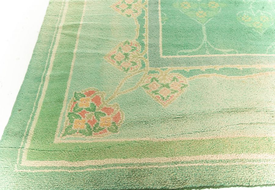 Early 20th Century Irish Donegal Green Handwoven Wool Rug BB6798