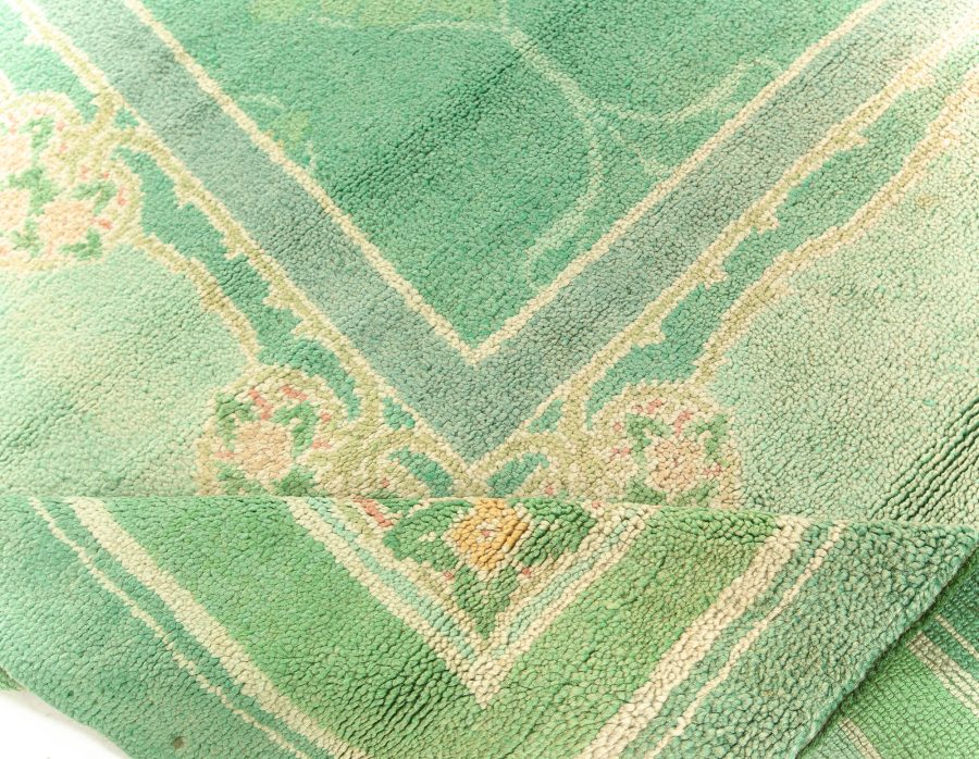 Early 20th Century Irish Donegal Green Handwoven Wool Rug BB6798