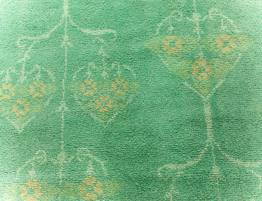 Early 20th Century Irish Donegal Green Handwoven Wool Rug BB6798