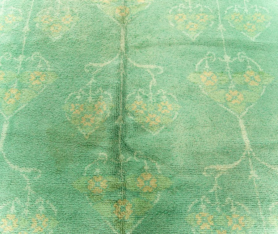 Early 20th Century Irish Donegal Green Handwoven Wool Rug BB6798