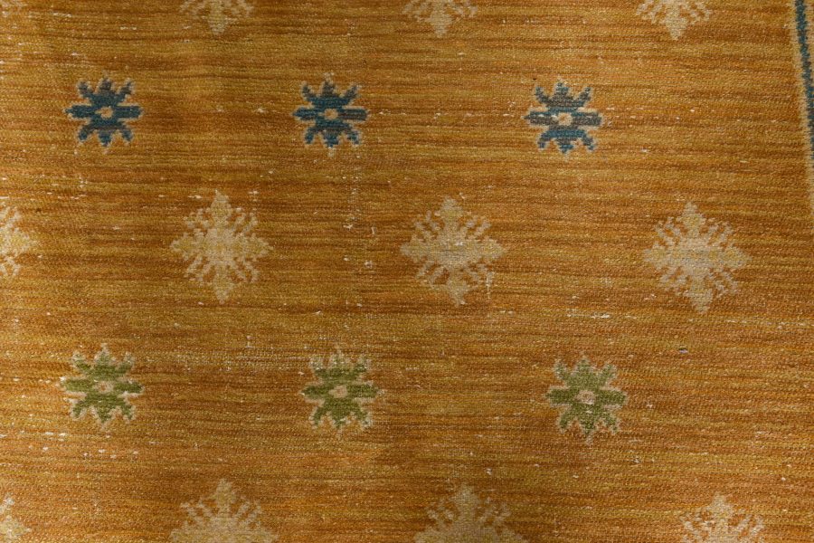 Vintage Spanish Light Brown and Blue Handwoven Wool Rug BB6802