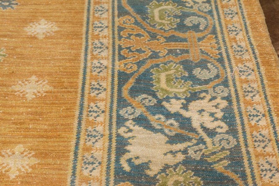 Vintage Spanish Light Brown and Blue Handwoven Wool Rug BB6802