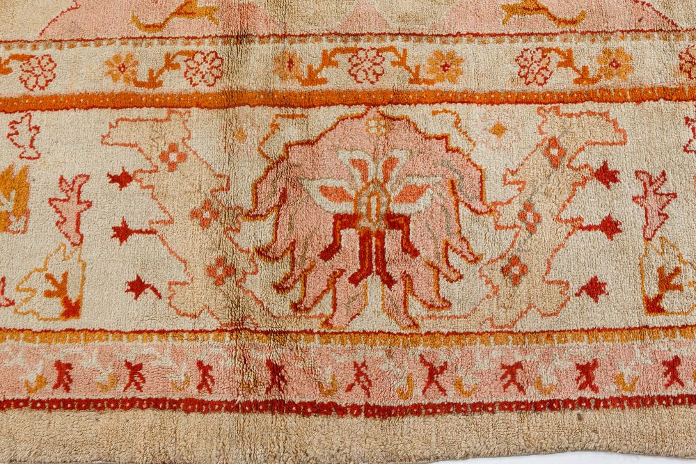 High-Quaity Antique Turkish Oushak Botanic Handwoven Wool Rug BB7174