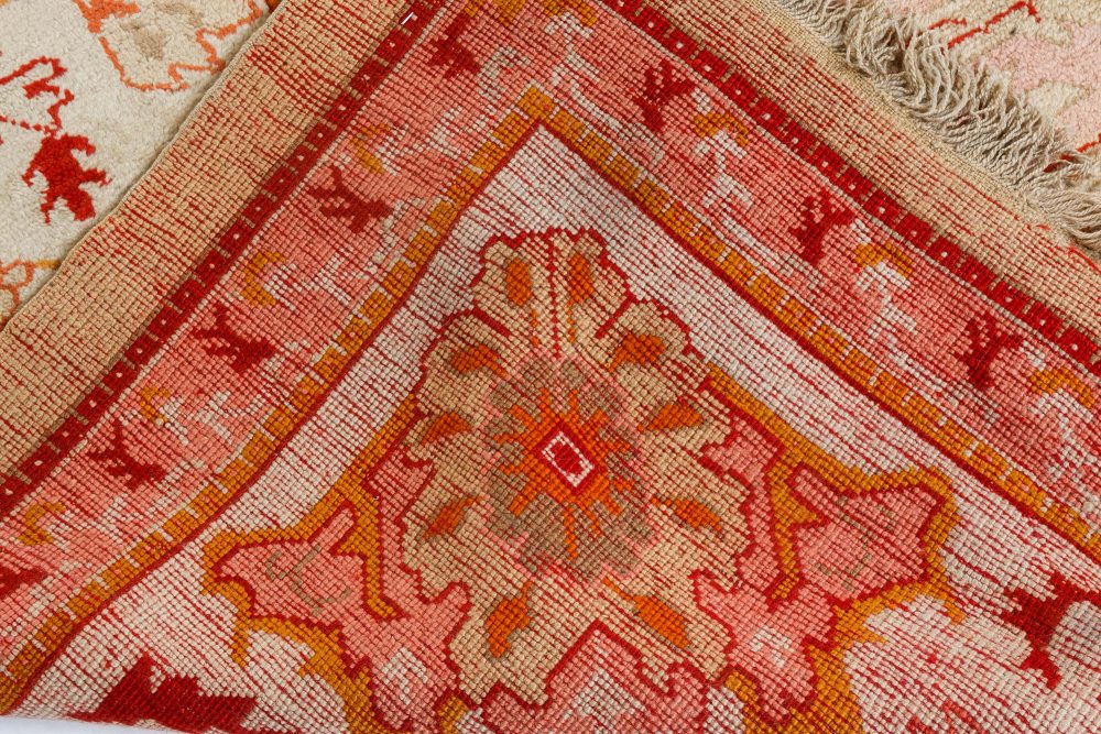 High-Quaity Antique Turkish Oushak Botanic Handwoven Wool Rug BB7174