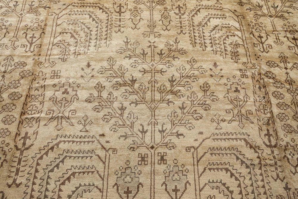 Oversized Vintage Turkish Oushak Floral Handwoven Wool Rug BB7186