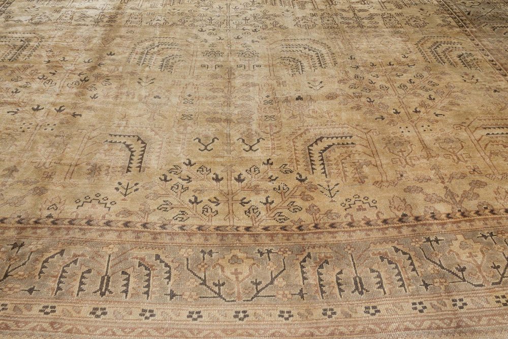 Oversized Vintage Turkish Oushak Floral Handwoven Wool Rug BB7186