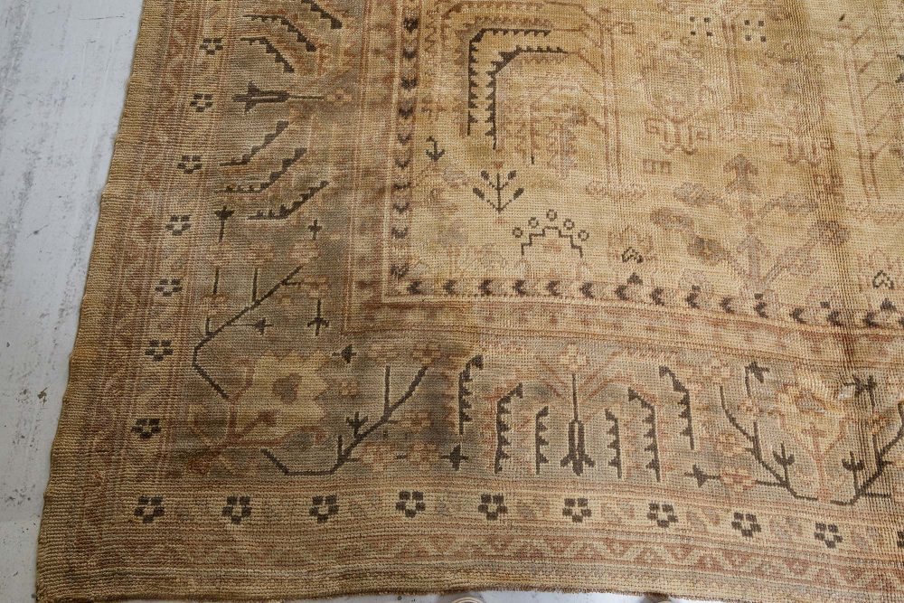 Oversized Vintage Turkish Oushak Floral Handwoven Wool Rug BB7186