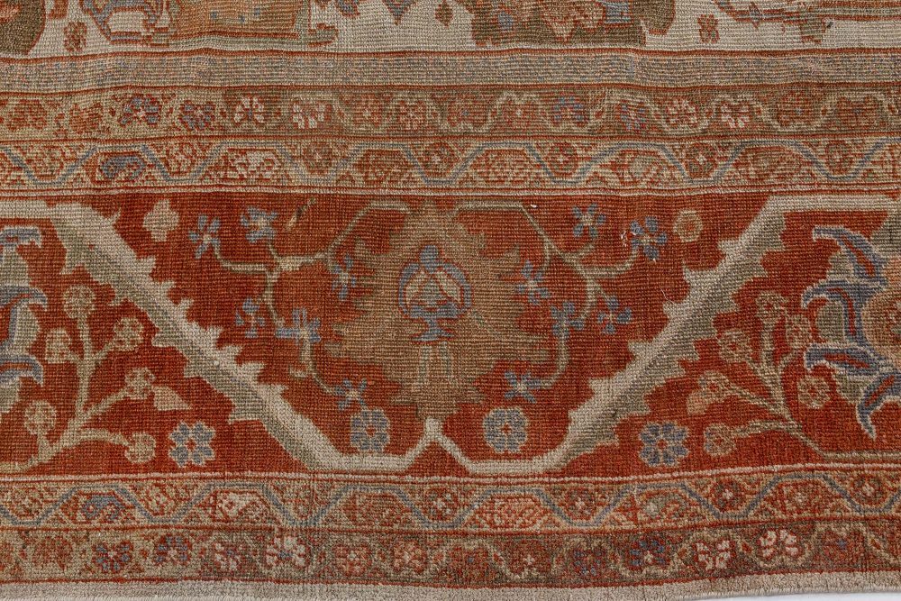 Authentic 19th Century Persian Sultanabad Red Handmade Wool Rug BB7191