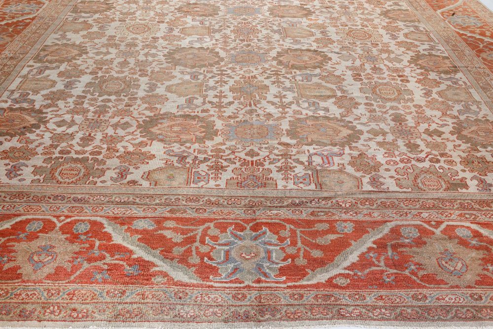 Authentic 19th Century Persian Sultanabad Red Handmade Wool Rug BB7191