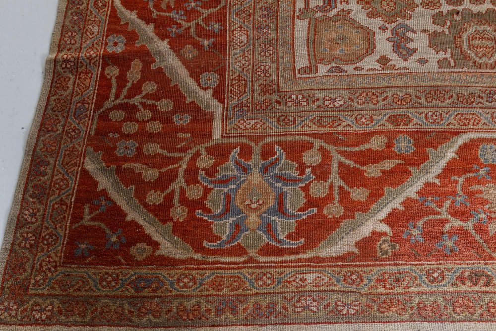 Authentic 19th Century Persian Sultanabad Red Handmade Wool Rug BB7191