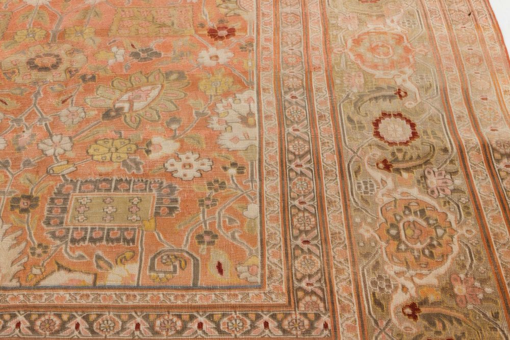 Authentic 19th Century Persian Tabriz Handmade Wool Rug BB7285