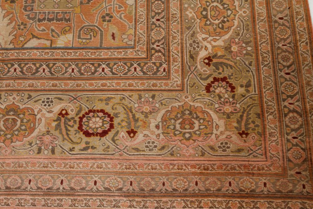 Authentic 19th Century Persian Tabriz Handmade Wool Rug BB7285