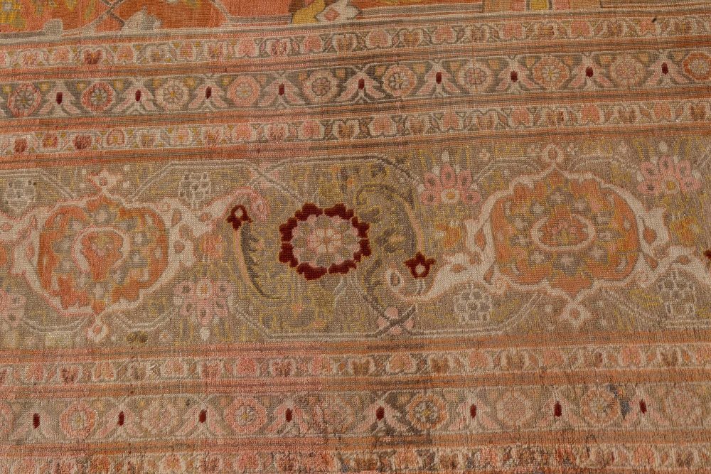 Authentic 19th Century Persian Tabriz Handmade Wool Rug BB7285
