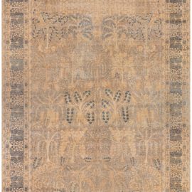 Kirman Persian Antique Allover Soft Beige Hand-Knotted Wool Rug – Circa 1880 BB6696