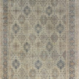 Antique Tabriz Persian Allover Floral Soft Beige Hand-Knotted Wool Rug – Circa 1900 BB7225