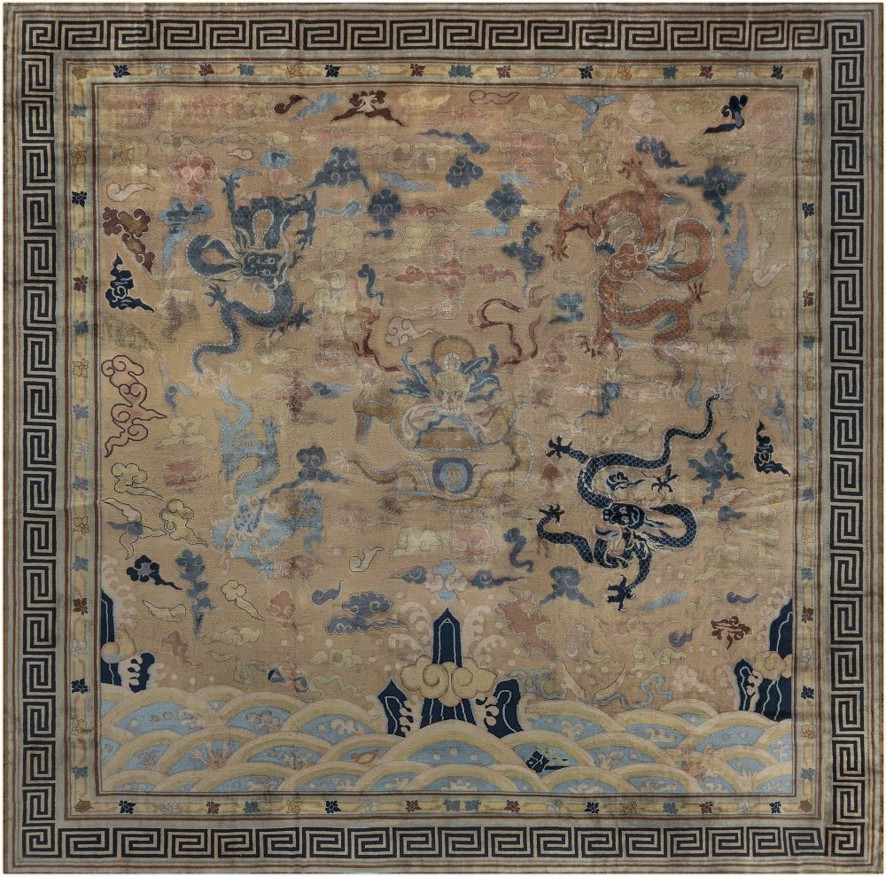Vintage Chinese Animal Design Handwoven Wool Rug BB7135
