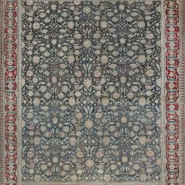 Antique Agra Indian Allover Floral Teal Hand-Knotted Wool Rug – Circa 1880 BB6700