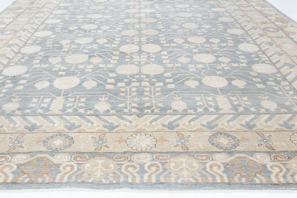 Doris Leslie Blau Collection Modern Samarkand Style Blue Beige Gold Handmade Rug N11778