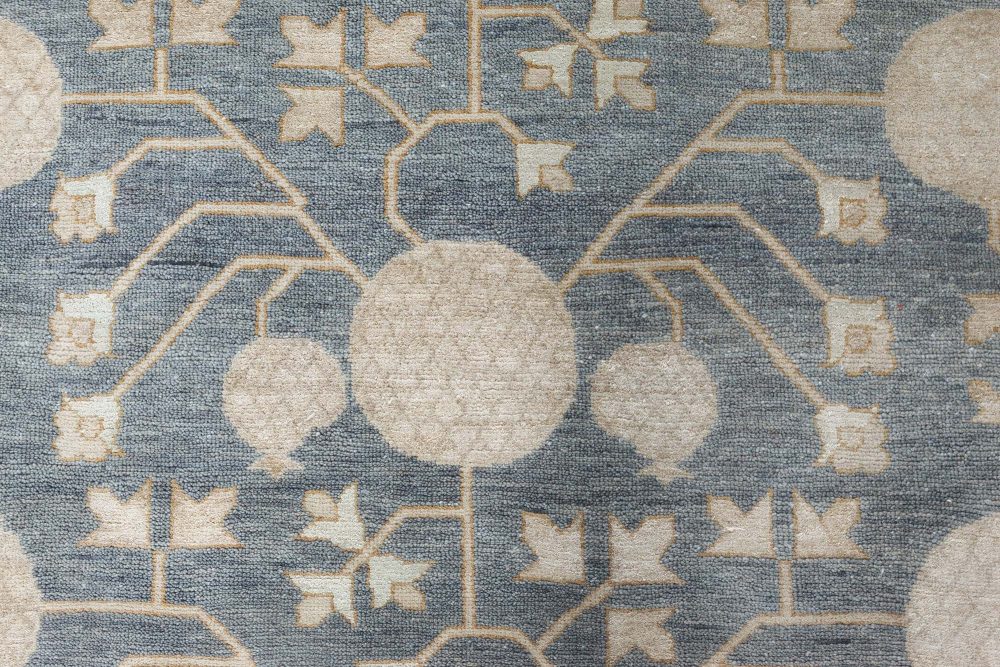 Doris Leslie Blau Collection Modern Samarkand Style Blue Beige Gold Handmade Rug N11778