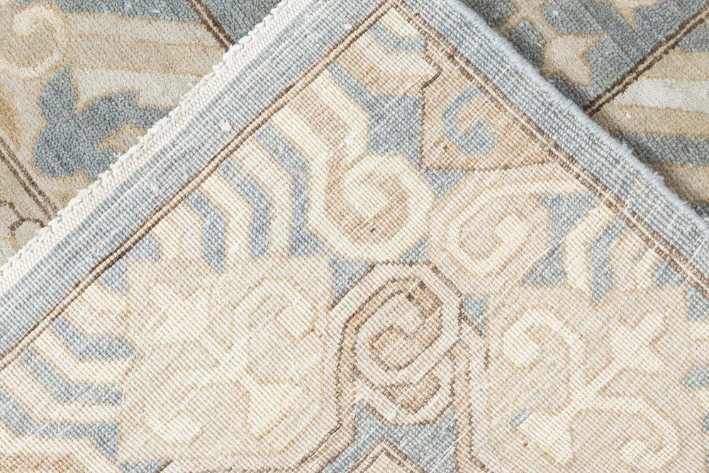 Doris Leslie Blau Collection Modern Samarkand Style Blue Beige Gold Handmade Rug N11778