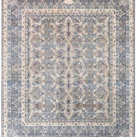 Kirman Persian Antique Floral Allover Ivory Hand-Knotted Wool Rug – Circa 1900 BB6819