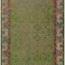 Vintage Irish Arts & Crafts Abstract Slate Gray Hand-Knotted Wool Carpet BB6680
